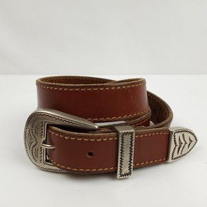 Gap Brown Leather Belt Western Style Buckle and Tip Size M